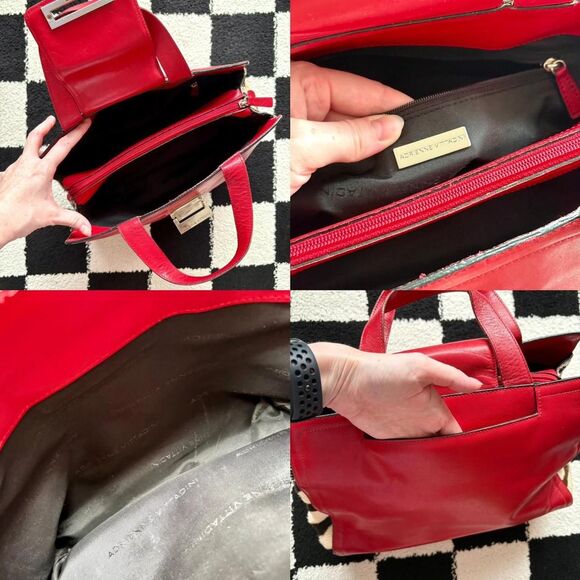 Vintage Adrienne Vittadini Red Leather Zebra Side Purse - Picture 7 of 7